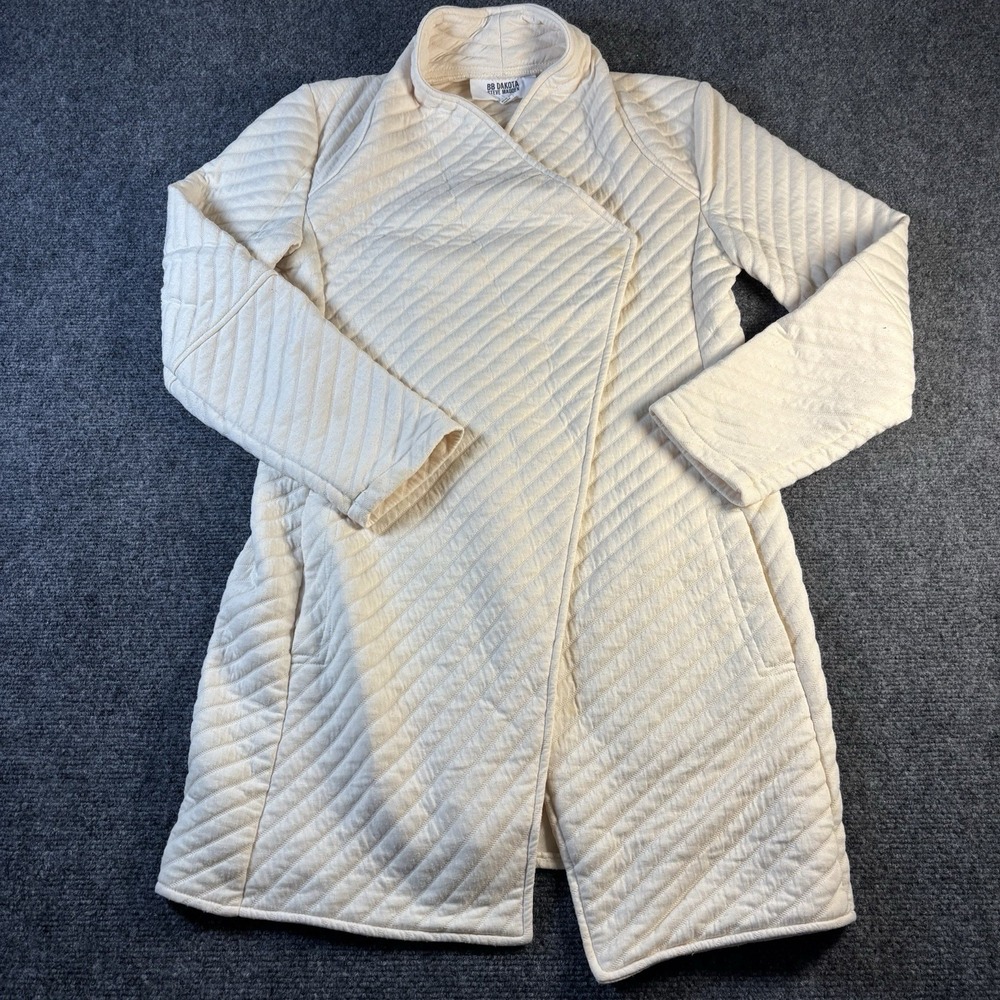 BB Dakota Steve Madden Quilted Coat Womens XS Cream Asymmetrical‎ Wrap BL300413